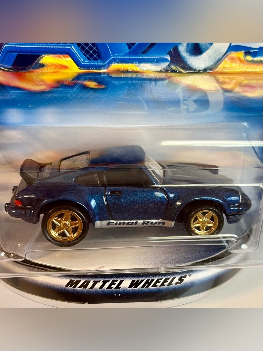 2001 Hot Wheels Final Run P-911 Porsche 911 Blue Gold Wheels #6 of 12 w/protecto